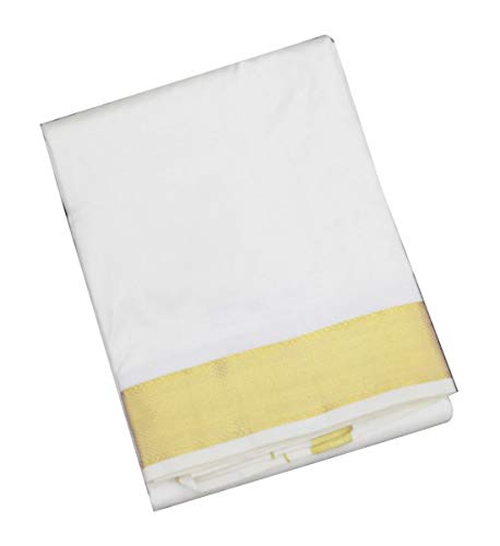 Men's Silk Dhoti (White, Free Size)