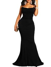 GOBLES Vestido maxi de noche con tirantes de espagueti sexy para mujer