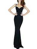 GRACE KARIN Women's Cross Back Sequins V-neck Long Mermaid Evening Prom Dresses