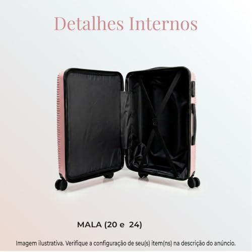 Kit 3 Mala e Frasqueira De Viagem 14 20 24 Polegadas 10Kg e 23Kg Bordo Despacho P4 (Roxo Escuro)