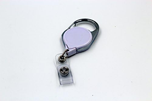 Key-Bak Retract-A-Badge ID Carabiner Retractable Reel with 36-Inch Cord and Twist-Free Vinyl ID Strap (Plain, White)