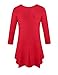 BELAROI Women 3/4 sleeve Swing Tunic Tops Plus size T Shirt (1X, Red)