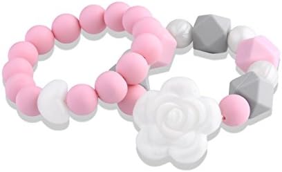 BPA-Free Baby Silicone Teething Bracelet Suit,1x Circular Beads and 1x Hexagon Beads,Pain Relief and Baby Teether Toy