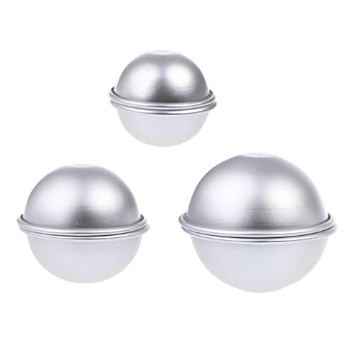 BYNNIX 6 PCS 3 Sizes DIY Metal Bath Bomb Mold 2 Set For Crafting Your Own Fizzles