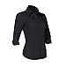 PIER 17 Button Down Shirts for Women Tailored, 3/4 Sleeve Shirt with Stretch - Semi Fitted for Slim, Fit Look - 97% Cotton and 3% Spandex - Lightweight and Soft Materials (Medium, Black)