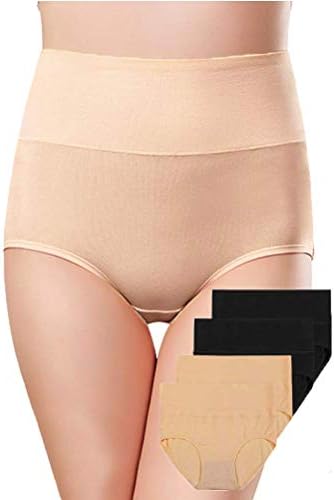 ANNYISON Womens Underwear, Soft Cotton High Waist Breathable Solid Color Briefs Panties for Women