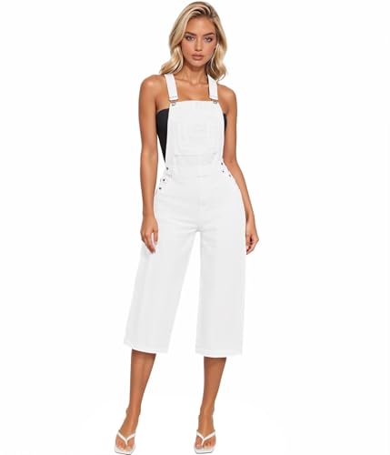 Hybrid & Company Women's Denim Jumpsuit QVJ156998 WHITE M at Amazon
