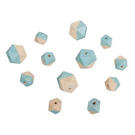 Wooden beads – Diamond Two-Tone Turquoise Blue India – 2 Sizes – 12 pcs