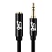 SHD Aux Extension Cable, 3.5mm Stereo Audio Cord Male to Female Type Gold Plated Step Down Design Metal Shell with High Purity OFC Conductor Black-15Feet