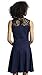 Sylvestidoso Women's A-Line Sleeveless Pleated Little Dark Navy Blue Cocktail Party Dress with Black Floral Lace (S, Navy)