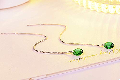 925 Sterling Silver Drop Earrings Colorful Droplet Dangle Threader Earrings for Women