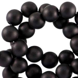 Nuoli Acryl Perlen Rund Schwarz (100 Stück) Kunststoffperlen zum Basteln ca. 6mm, Matte Acrylperlen mit Reihloch für Armband