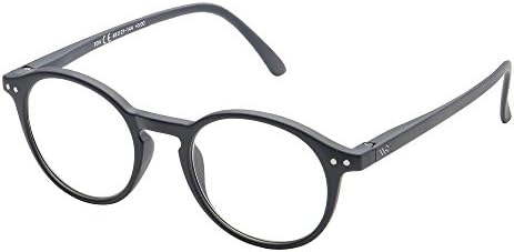 Blue Light Filter Computer Glasses for Blocking UV Headache [Anti Eye Eyestrain] Transparent Lens, Unisex (Men/Women) (Navy Blue + 2.00)