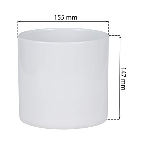 botle Keramik Blumenübertopf Blumentopf Pflanzkübel Glanz zylinderförmigen Blumentöpfe (16 x 15 cm, Weiß) – Bild 3