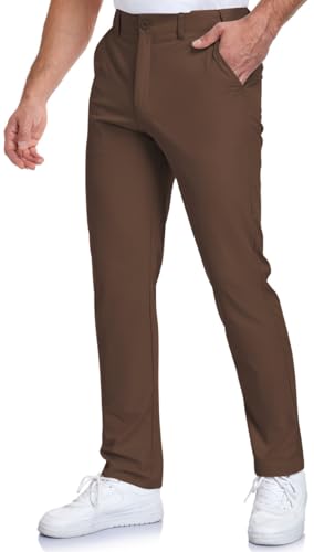 SPOSULEI Men's Golf Pants Lightweight Quick Dry Dress Business Pants with 4 Pockets Stretch Chino Slacks Pants Brown 42Wx34L at Amazon