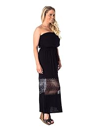 Xhilaration Maxi vestido de tubo de encaje sin tirantes para mujer