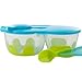 b.box 2 Compartment Snack Pack with Soft-tip Spoon | Color: Aqualicious | for All Ages and Stages | BPA-Free | Phthalates & PVC Free | Dishwasher (top Rack) & Microwave (not lid) Safe