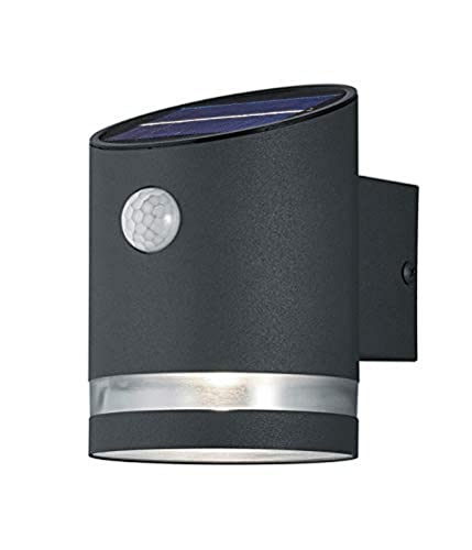 Reality Leuchten Salta R22231142 LED Solar Outdoor Wall Light Plastic Anthracite with 3 Watt LED Motion Sensor