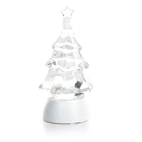 ReLive 8.5" Glitter Christmas Tree - Light Up Snow Globe Decor - White - Thumbnail 5