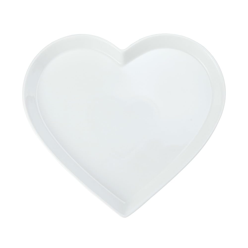 MIKASA Chalk Porcelain Heart-Shaped Serving Platter, Large Heart Platter for Canapes and Starters, 30cm | White Serving Plate for Parties | Dishwasher Safe