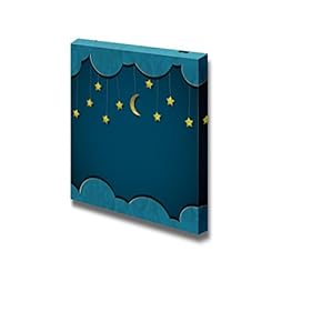 Canvas Prints Wall Art - Moon and Stars Vector Paper-Art - 12" x 12"