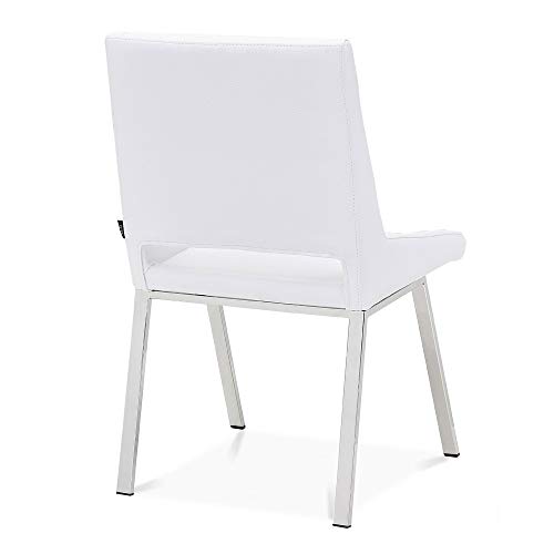 Zuri Modern Fiore Dining Chair in White Leatherette and Chrome Pricepulse