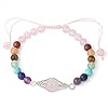 Dames Steen Armbanden,7 Chakra Natuursteen Kralen Rozenkwarts Steen Zonnestelsel Gevlochten Touw Bangle Elastische Gebed…