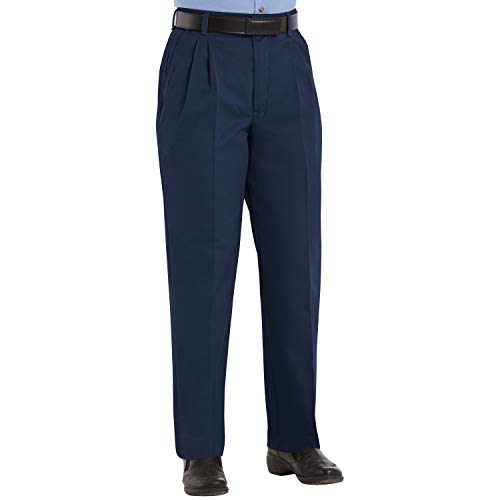Red Kap Women's Pleated Twill Slacks, Navy, 4W x 32L