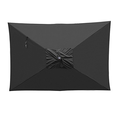 SORARA Patio Umbrella Rectangular Outdoor Market Table Umbrella with Push Button Tilt&Crank&Umbrella Cover, 6.5' x 10', Black