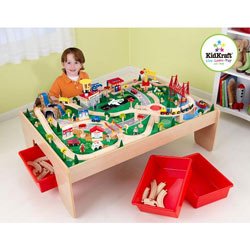 KidKraft Waterfall Mountain 120-Piece Train Table Set w/ Storage Bins | 17850
