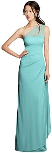 long mesh one shoulder illusion dress Mac Duggal Cut-Out Gown, Womens, 6, Black Mesh sleeves and bodice add a touch of intrigue Kaitlin One Shoulder Slinky And