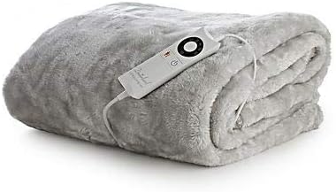 Faux Fur Large Heated Throw 120cm x 160cm - Pearl Grey