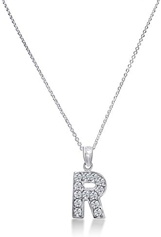 925 Sterling Silver Initial Necklace. Available from A-Z (Initial R)