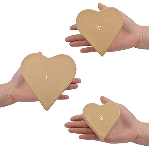 WANDIC Mini Paper Mache Boxes, 3Pcs Small, Palmsized HeartShaped