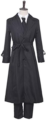 YKJ Anime Cosplay Costume Cosplay Costume Men's Black Windbreaker Tie Set Halloween,Suit-L