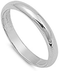 3mm Sterling Silver Plain Wedding Band Thumb Ring (10.5)