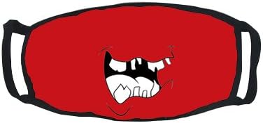 Love Sports Outdoor Protective Cotton Face Mouth Mask Muffle Suitable for Adults(White Teeth on Red Background)