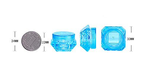 TOPWEL 3 Gram Refillable Square Drill Plastic Bottle Screw Cap Lid with Clear Base Empty Plastic Container Jars for Nail Powder Bottles Eye Shadow Container Lot Powder Container (10pcs, Orange)