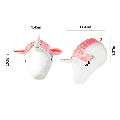ELTUILMP 3D Unicorn Head Stuffed Wall Mounts Decor, Nursery Mural Wall Hanging Decoration, Girl Baby Kid Gift Nursery Bedroom Wall Decor or Playroom Décor (Pink)