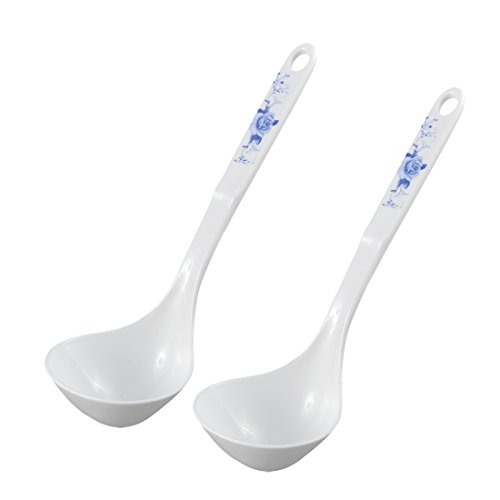 Uxcell Kitchen Cutlery Dinner Food Porridge Ladle Rice Soup Spoons 20cm 2 Pcs White