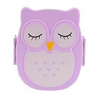 sJIPIIIk552 Student Children Owl Single-layer Food Storage Container Bento Case Lunch Box Purple