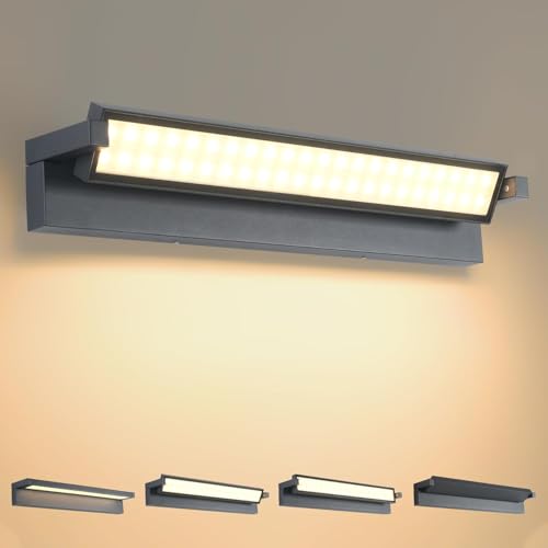 52W LED Wall Sconce, Interior and Exterior Wall Sconce, 3000K Outdoor Lighting with 350° Rotating Panel, Outdoor Wall Light with IP65 Waterproof Protection, Garden and Terrace, Dark Grey
