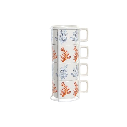 CAFE SET 4 DOLOMITE METAL 11X11X27 260 ML, CORAL