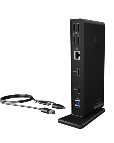 ICY BOX USB-C Docking Station (11-in-1) für 2 Monitore (2x HDMI), 6x USB 3.0 HUB, DisplayLink, Gigabit Ethernet, Audio, IB-DK2251AC für Windows, M1/M2