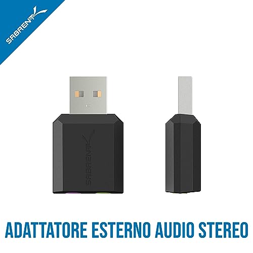 SABRENT External USB Sound Card, USB Plug to 3.5mm Jack Audio Adapter for Headphones Microphone Stereo Speakers, Compatible with Mac OS, Windows, Plug & Play, No Driver Needed [Black] (AU-MMSA)