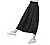 Soojun Women's Vintage Loose Linen Elastic Waist Pleated Midi Skirt