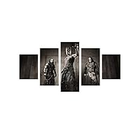 LONFENN The Beatles Heavy Metal Band,Modular Pictures Wall,5 Pieces Canvas Painting,Art Modern HD Inkjet,for Home Bedside-S,Have Frame