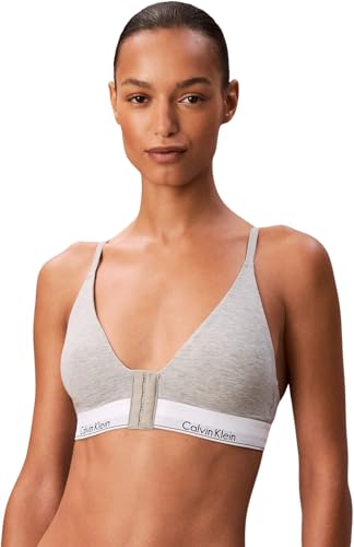 Damen Bralette Lightly Lined Triangle Tiefer Ausschnitt, Grau (Grey Heather), S