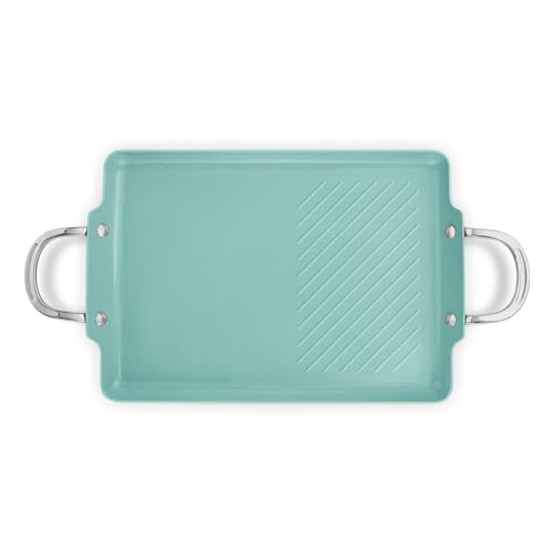 JadeCook Comal Sarten Antiadherente Parrilla Rectangular Xl de 36cm con 6 Capas de Recubrimiento Mango de Acero Inoxidable