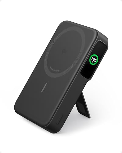 MagGo Power Bank, Qi2-zertifiziertes 15W schnelles MagSafe-kompatibles mobiles Ladegerät, 10.000mAh Akku, Smartes Display & klappbarer Ständer, Für iPhone 17/16/15/14/13/12, Inkl. USB-C Kabel
